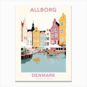 Allborg, Denmark, Flat Pastels Tones Illustration 1 Poster Canvas Print