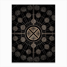 Geometric Glyph Radial Array in Glitter Gold on Black n.0396 Canvas Print