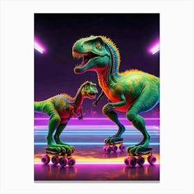 Dino Rollers On The Dancefloor Canvas Print