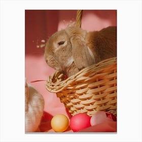 Easter Bunnies In Basket Canvas Print