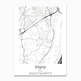 Irigny,France Minimalist Map Canvas Print