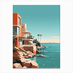 Abstract Illustration Of St Kilda Beach Australia Orange Hues 3 Canvas Print