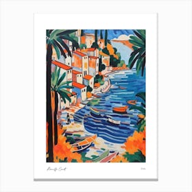 Amalfi Coast Matisse Style, Italy 2 Watercolour Travel Poster Canvas Print