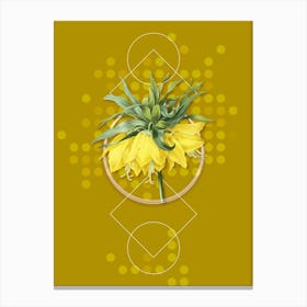 Vintage Kaiser's Crown Botanical with Geometric Line Motif and Dot Pattern n.0223 Canvas Print