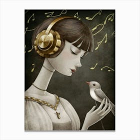 Bird And Music Canvas Print