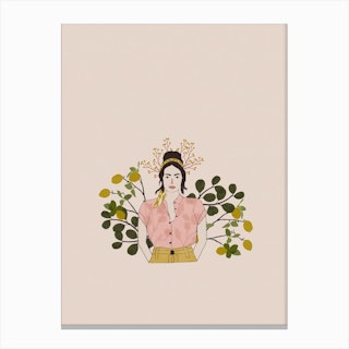 Girl With Lemons Canvas Print