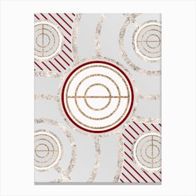 Geometric Abstract Glyph in Festive Gold Silver and Red n.0029 Canvas Print