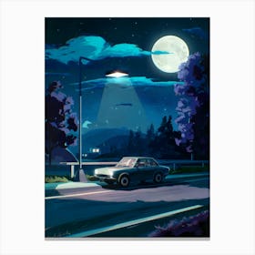 Lofi Art: Car At Night! Canvas Print