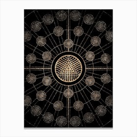 Geometric Glyph Radial Array in Glitter Gold on Black n.0007 Canvas Print