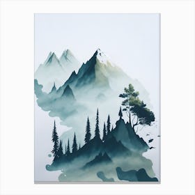 Mountain And Forest In Minimalist Watercolor Vertical Composition 121 Canvas Print