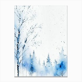 Winter Scenery, Snowflakes, Minimalist Watercolour 2 Canvas Print