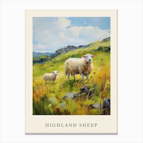 Impressionism Style Painting Of Highland Sheep 4 Canvas Print