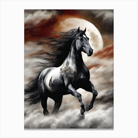 Horse In The Moonlight 3 Canvas Print