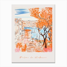 Palma De Mallorca Spain Orange Drawing Poster Canvas Print
