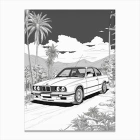 Bmw Tropical Line Drawing 4 Canvas Print