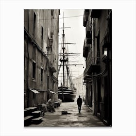 Genoa, Italy,  Black And White Analogue Photography  3 Canvas Print