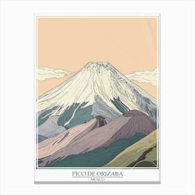 Pico De Orizaba Mexico Color Line Drawing 6 Poster Canvas Print
