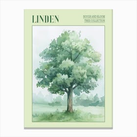 Linden Tree Atmospheric Watercolour Painting 4 Poster Canvas Print