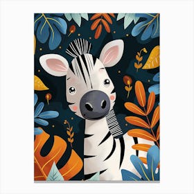 Zebra In The Jungle Canvas Print