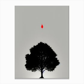 Tree Silhouette with a Symbolic Red Drop Canvas Print