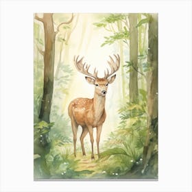 Storybook Animal Watercolour Elk 2 Canvas Print