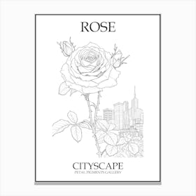 Rose Cityscape Line Drawing 3 Poster Canvas Print
