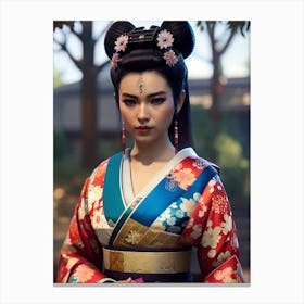 Asian Woman In Kimono Canvas Print