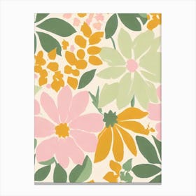 Laurel Pastel Floral 5 Flower Canvas Print