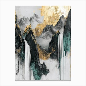 Cantabrian Mountains Golden Peaks - Opulent Abstraction Canvas Print