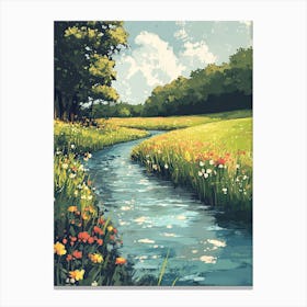 Stream In A Field Canvas Print