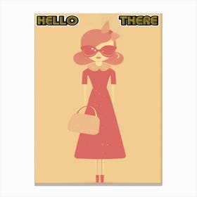 Hello There Retro Girl Canvas Print