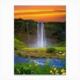 Waterfall At Sunset Canvas Print