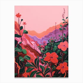 Boho Wildflower Painting Wild Pink Silene 1 Canvas Print