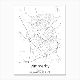 Vimmerby,Sweden Minimalist Map Canvas Print