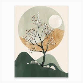 Peach Tree Minimal Japandi Illustration 2 Canvas Print