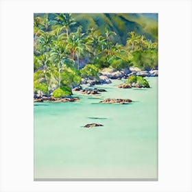 Whitsunday Islands National Park Australia Water Colour Poster Canvas Print