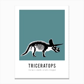 Triceratops, Dinosaur Boys Room Decor, Blue Canvas Print