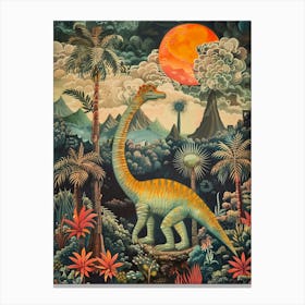Dinosaur In A Paradise Landscape Painting 3 Canvas Print