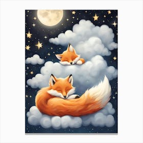 Foxes Sleeping In The Clouds Canvas Print