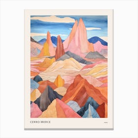 Cerro Merce Peru 1 Colourful Mountain Illustration Poster Canvas Print