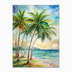 Watercolor Of Palm Trees Canvas Print