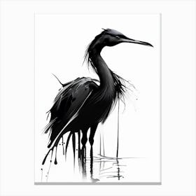 Black Heron Impressionistic 3 Canvas Print