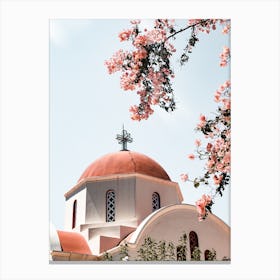 White Church In Greece Canvas Print
