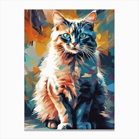 Fragmented Whimsy: A Geometric Feline Gaze Canvas Print