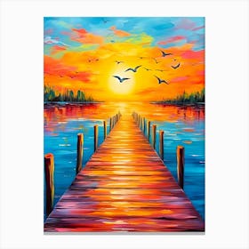 Sunset On The Dock Canvas Print