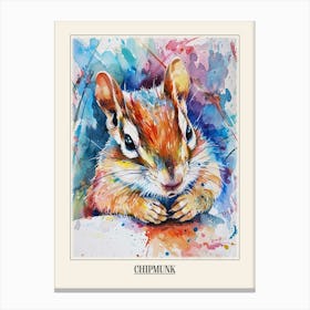 Chipmunk Colourful Watercolour 3 Poster Canvas Print
