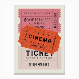 Cinema Ticket Globe Print Canvas Print