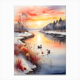 Ducks In The Water . 2 Canvas Print