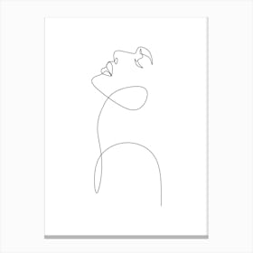 Single Line Drawing Of A Woman'S Face Canvas Print