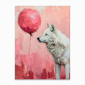 Cute Arctic Wolf 3 With Balloon Canvas Print
